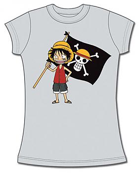 One Piece T-Shirt - Luffy and Flag (Junior S)