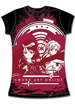 Sword Art Online T-Shirt - Kirito & Asuna Red Splash (Junior XLL)