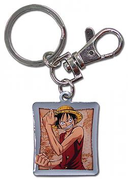 One Piece Key Chain - Metal Luffy and Map