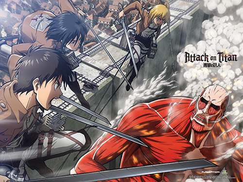 Attack on Titan Wall Scroll - Eren, Mikasa & Armin Vs 