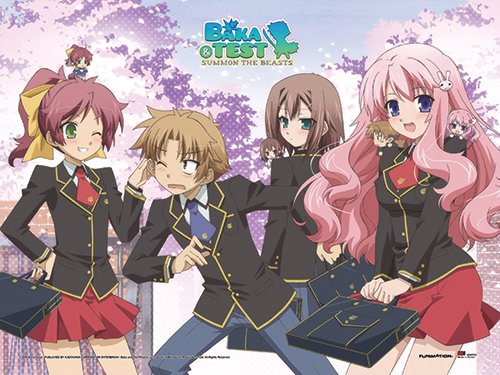 Baka & Test Wall Scroll - Minami, Aki, Hideyoshi & Mizuki 