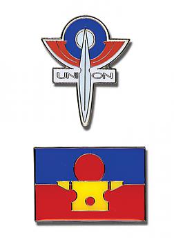 Gundam 00 Pins - Union and HRL Symbols (Set of 2)