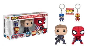 Captain America: Civil War Pocket POP! Key Chain - Hawkeye & Spiderman POP! Vinyl Figure w/ Captain America & Iron Man